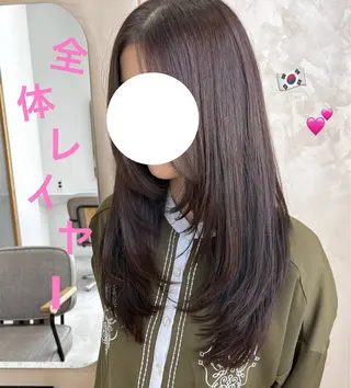 ロング カラー ヘアアレンジ 🥀暖色韓国ヘア💕 保科侑花のヘアスタイル