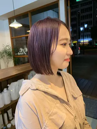 ショート カラー クロスパーマ× 透明感カラー✂︎のヘアスタイル