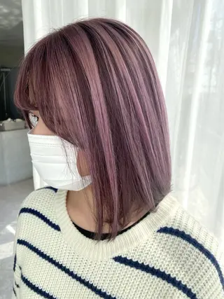 ミディアム ボブ/ハイトーン/ 岡山駅/別曽遥也のヘアスタイル