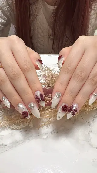 ネイル はな💎ネイル ワンホン、長さ出しのネイルデザイン