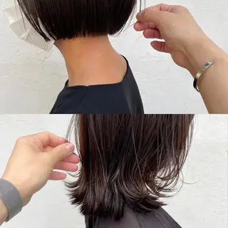 ショート 結べるレイヤーボブ くびれLady表参道のヘアスタイル