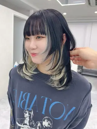 セミロング カラー 髪質改善ストレート髪 質改善カラー特化中崎のヘアスタイル