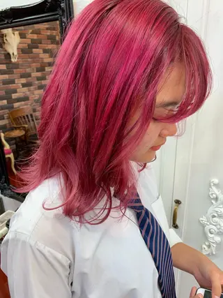 ミディアム カラー ピンクベージュ/新潟 万代/高橋桃葉🍑のヘアスタイル