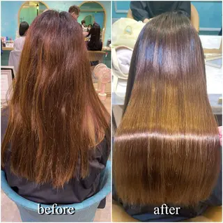 ロング 縮毛矯正　髪質改善 韓国風レイヤー　吉田のヘアスタイル