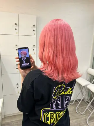 セミロング カラー inq sakae所属・りん🌷︎名古屋 ブリーチカラーのヘアスタイル