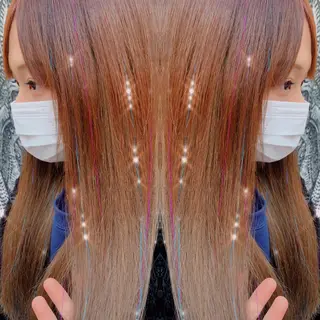 ロング カラー パーマ ヘアアレンジ キッズ マツエク・マツパ haco+所属・🌈派手髪エクステ ブレイズ🌈ひろとのヘアスタイル