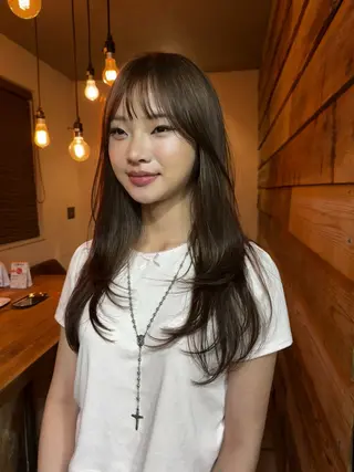 ロング カラー パーマ ヘアアレンジ レイヤー/透明感/ ブリーチなし/わかなのヘアスタイル