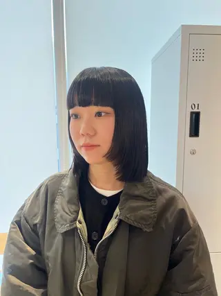 ミディアム カラー ボブ/ベージュ/ パーマ🪿近森ゆいのヘアスタイル