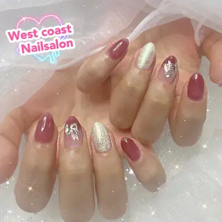 ネイル リボン、ガーリー パーツ放題専門店のネイルデザイン