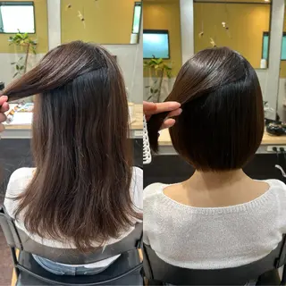 ショート パーマ hub hair レイヤー/透明感のヘアスタイル