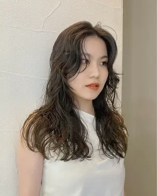 ミディアム パーマ 縮毛矯正/艶カラー /髪質改善/なんばのヘアスタイル