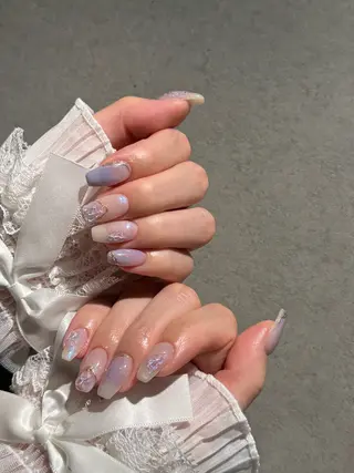 ネイル I-nailロング /ワンホン/キラキラのネイルデザイン