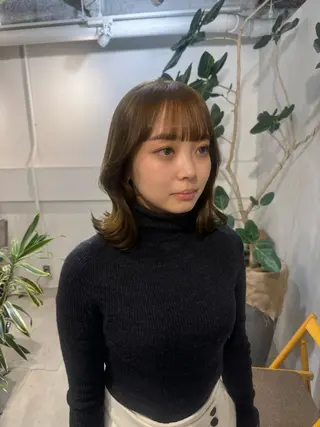 セミロング 顔周りcut・ご相談 ＝新宿しずく🇰🇷のヘアスタイル