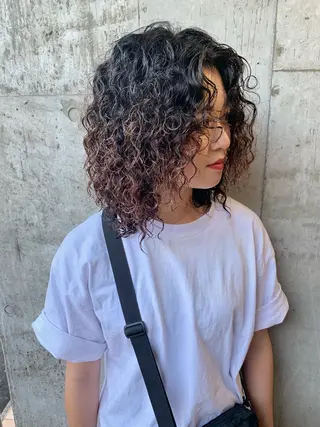 ミディアム ハイトーンNo.1✨ パーマ✨イマイタツヤのヘアスタイル