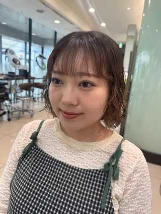 ミディアム コテ巻き風/ボブ パーマ🌼杉田 萌恵のヘアスタイル