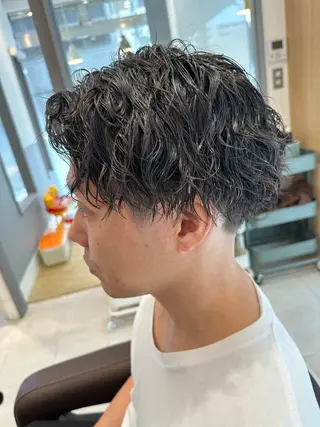 ミディアム パーマ メンズ 💈メンズ特化 美容師サキ💈のヘアスタイル