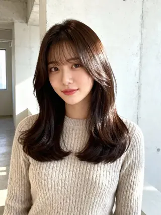 ミディアム カラー 韓国レイヤーカット 🫧大阪梅田レイヤーのヘアスタイル