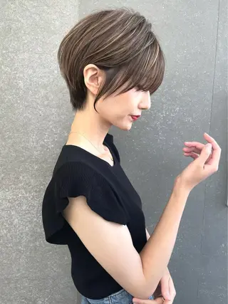 ショート カラー レイヤー/髪質改善 /くびれショート加納のヘアスタイル