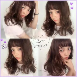 セミロング カラー パーマ 韓国ヘア得意❤︎森澤 悠佳のヘアスタイル