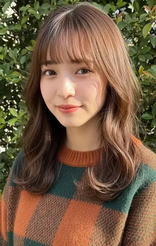 セミロング パーマ カラー さく/髪質改善× 縮毛矯正/町田のヘアスタイル