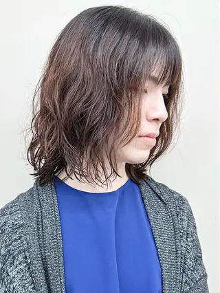 ミディアム 小顔ボブ/お悩み解決 /ボブパーマ/とういのヘアスタイル