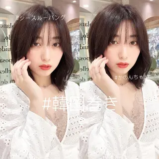 ミディアム カラー 店長/mao/ 前髪/顔周りカットのヘアスタイル