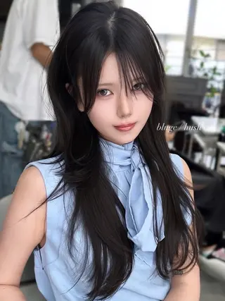 ロング カラー ヘアアレンジ 🫧🇰🇷韓国ヘア レイヤー🐺Yutaのヘアスタイル