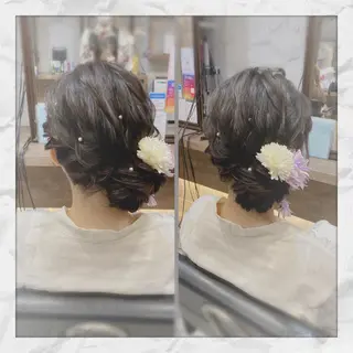 セミロング ヘアアレンジ ヘアセット/着付け 𓇼 松本 夏美𓇼のヘアスタイル