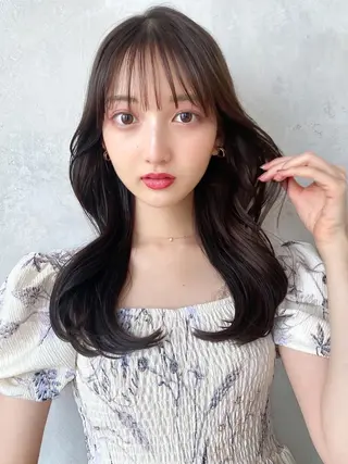 セミロング カラー 顔周り/くびれヘア 韓国ヘア💕風間るなのヘアスタイル