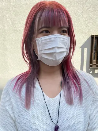 セミロング カラー ハイトーン/ブリーチ /ウルフ⛓️MAKIのヘアスタイル