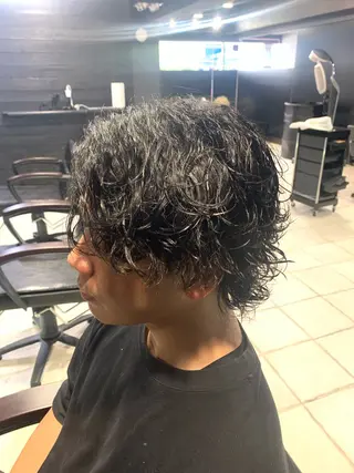 ミディアム メンズ メンズパーマ/難波/ 心斎橋　室園亮佑のヘアスタイル