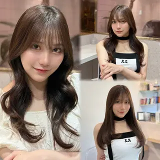 ロング カラー パーマ ヘアアレンジ メンズ キッズ 新宿/小顔レイヤー/ 顔まわり/西慶太朗のヘアスタイル