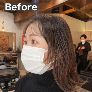 ミディアム カラー 顔周りカット× 髪質改善【リョウ】のヘアスタイル
