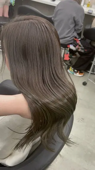 ロング カラー パーマ ヘアアレンジ メンズ キッズ ブリーチなしカラー/ ブラウン/レイヤーのヘアスタイル