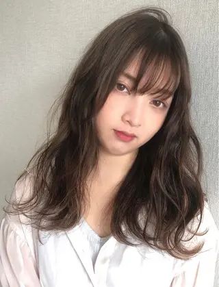 セミロング カラー パーマ 永井 亜実のヘアスタイル
