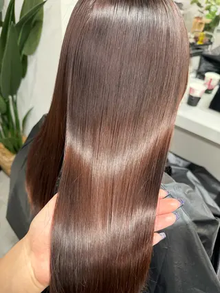 セミロング カラー ハイトーン&髪質改善 ＆韓国エクステ🤎のヘアスタイル