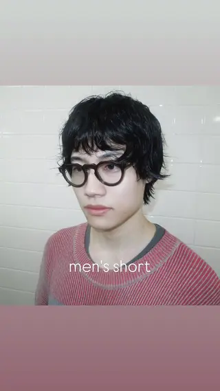 ミディアム パーマ メンズ タマキ/似合わせ カット/Wカラーのヘアスタイル