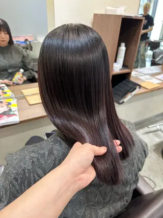 セミロング カラー 縮毛矯正+モテカラー 🎀✨MIHOのヘアスタイル