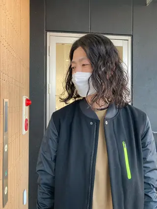 セミロング メンズ Izumi所属・ヨシアキ/パーマ/ ウルフ/ボブ/メンズのヘアスタイル