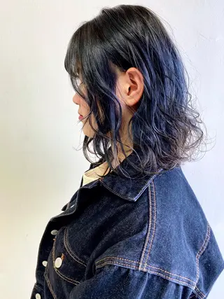 ミディアム カラー hair &eye LAWE.店長のヘアスタイル