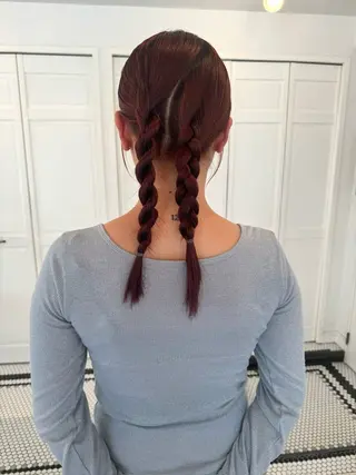 カラー ブリーチカラー🎀 韓国風/寺門美優のヘアスタイル