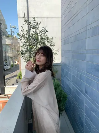 ミディアム コテ巻きパーマ/韓国 パーマ/佐野のヘアスタイル