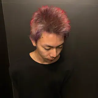 ショート カラー メンズ HIKARI🐈⬛ ハイトーン×デザインのヘアスタイル