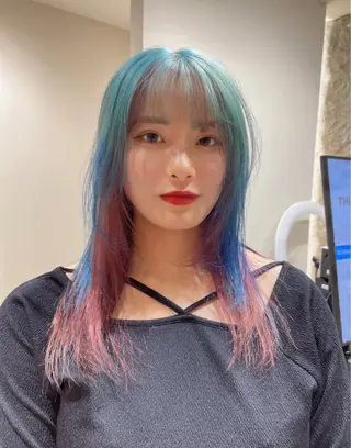 セミロング カラー 難波/心斎橋/ボブ/ 髪質改善/ハイトーンのヘアスタイル