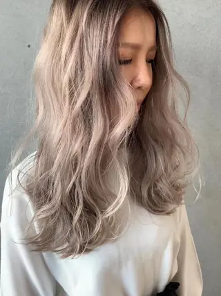 パーマ カラー セミロング u hair所属・こばやし ももこのヘアスタイル