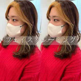 セミロング カラー レイヤーカット/ 透明感カラー/白石のヘアスタイル