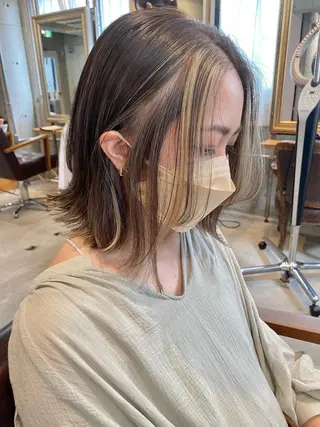 ミディアム カラー 似合わせカラーパーマ 🌿kitin米川のヘアスタイル