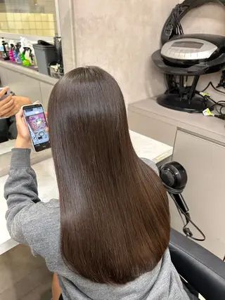 セミロング カラー 透明感ベージュ🤎 ナチュラルレイヤーのヘアスタイル