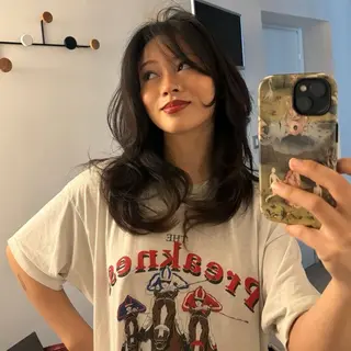 ロング レイヤーカット/ パーマ‪/表参道のヘアスタイル