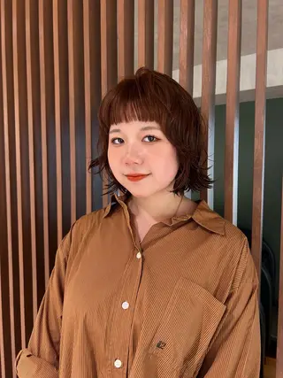 ミディアム カラー パーマ ayano🍒パーマ 暖色カラーのヘアスタイル
